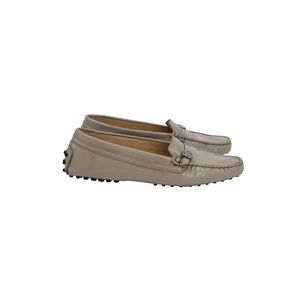 Tod's Flat Loafers in Beige Patent Leather